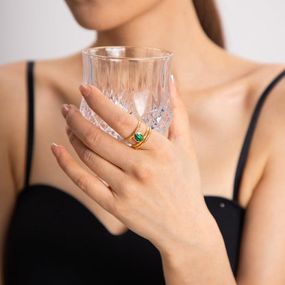 Gold & Green Ring - Zodiaque Jewellery