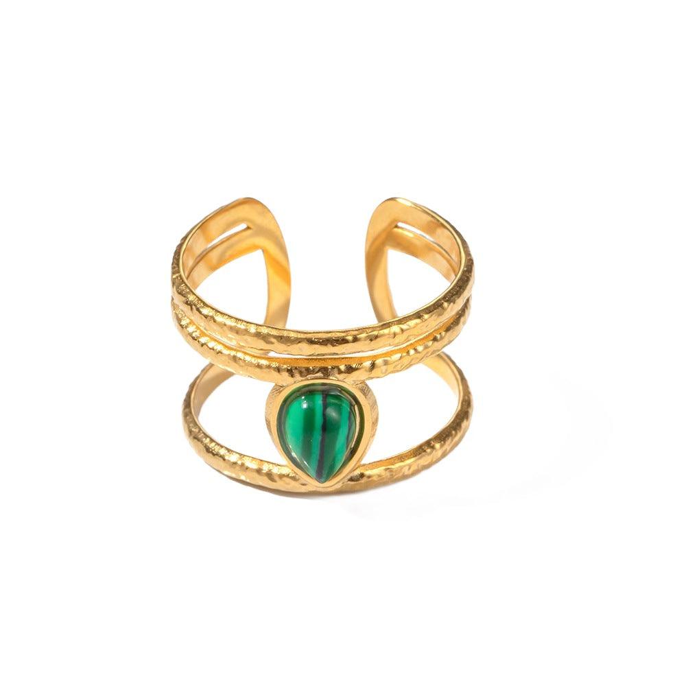 Gold & Green Ring - Zodiaque Jewellery