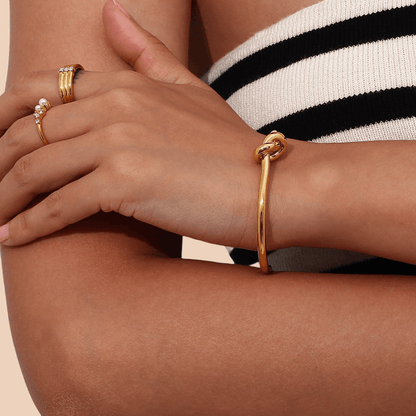 Gold Knot Bangle - Zodiaque Jewellery